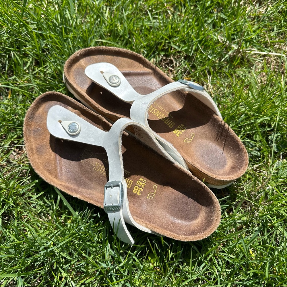 Birkenstock White Gizeh Thong Sandals